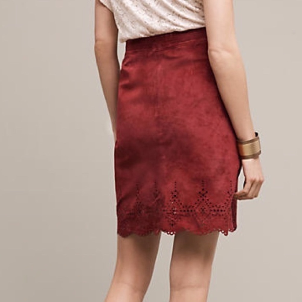 Anthropologie Maeve Napa Lazer-cut Suede Skirt - Picture 2 of 7